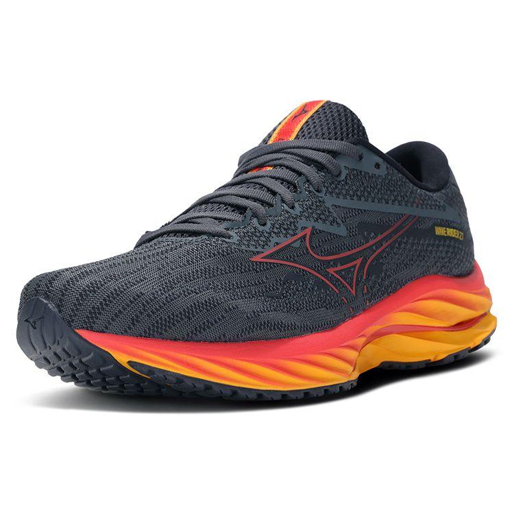 Mizuno Wave Rider 27 Turbulence Cayenne Citrus Мужские кроссовки Серые J1GC230351