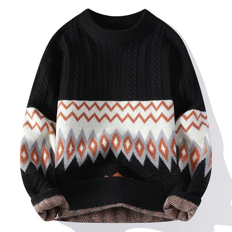 Осенне-зимний зеленый мужской свитер с круглым вырезом, модный свободный японский вязаный свитер для ленивого ветра