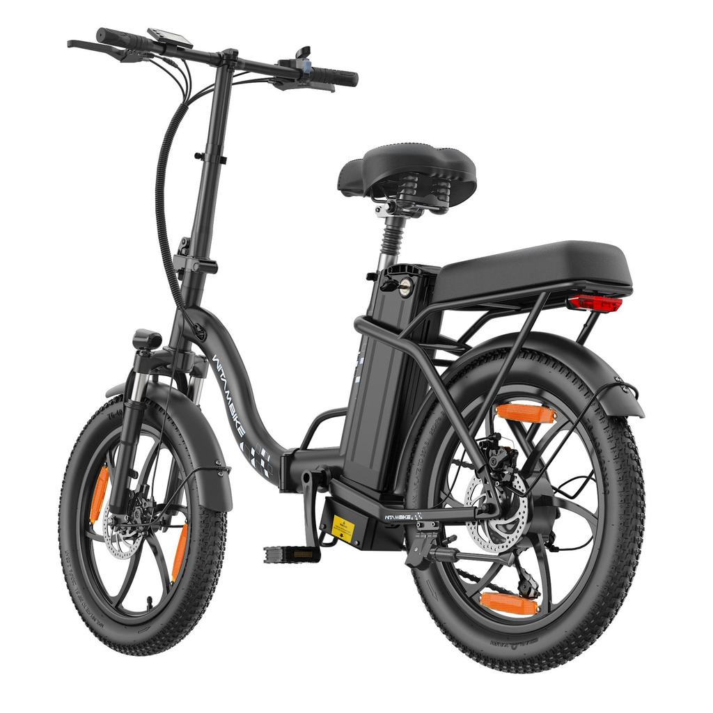 WITAMBIKE Складной электрический велосипед 20 дюймов, двигатель 250 Вт 47 Нм, аккумулятор 48 В 16 Ач, скорость 25 км/ч, запас хода 100 км, 7 скоростей, пружинная подвеска, дисковые тормоза