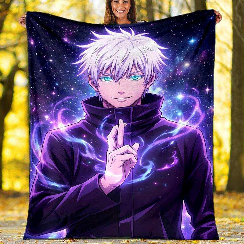 1pc Gojo Satoru Theme Blanket - Digital Print, Polyester, Cozy for All Seasons, Perfect for Outdoor, and Travel