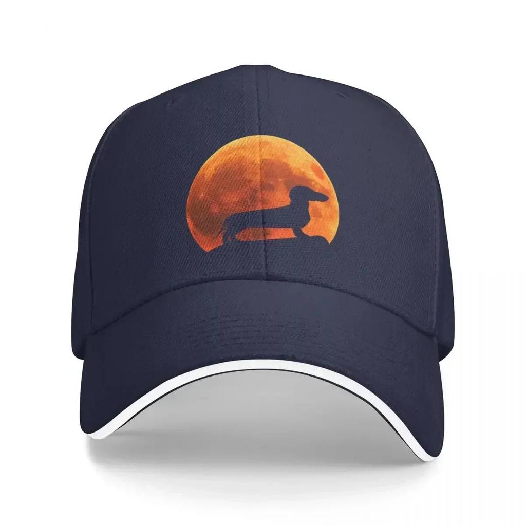 dachshund Dog Silhouette in moon gift Cap Baseball Cap rave baseball caps hat for Unisex WoUnisexs