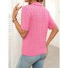 Women's Summer New Short-sleeved Lapel Stranded Jumper V-neck Knitted Pullover Tops