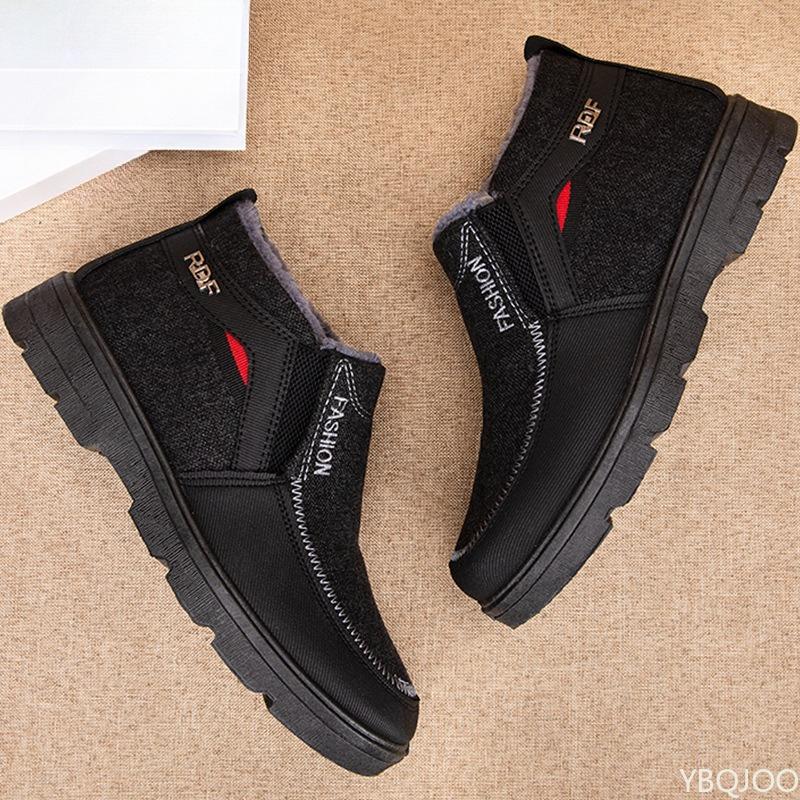 Модные Удобные Хлопковые Ботинки Мужские Зимние Плюшевые Толстоподошвенные Снежные Ботинки Противоскользящие Холодостойкие Мужские Ботинки