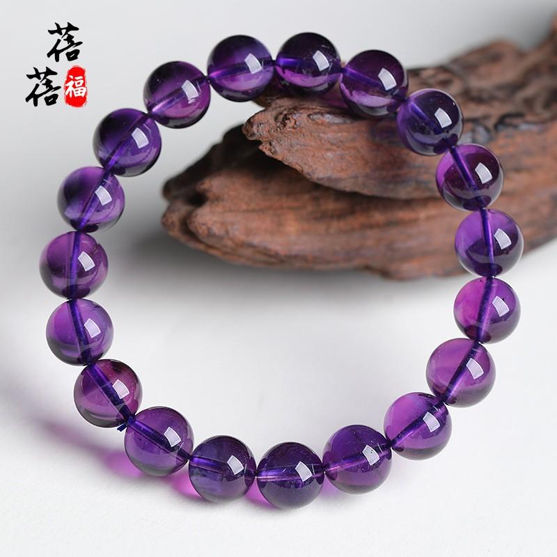 Natural Uruguay Amethyst Beaded Bracelet Deep Purple Crystal Jewelry Fashion Accessory