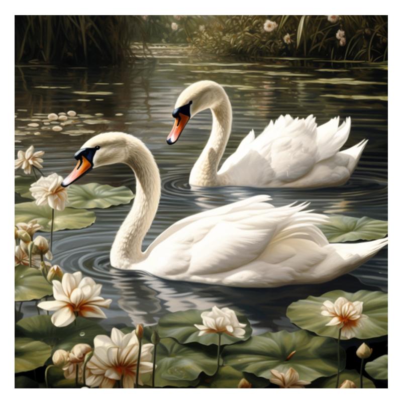 5d DIY Diamond Painting Cross Stitch Animal Swan Lotus Flower Diamond Embroidery Mosaic Full Round Drill Home Decor Arts