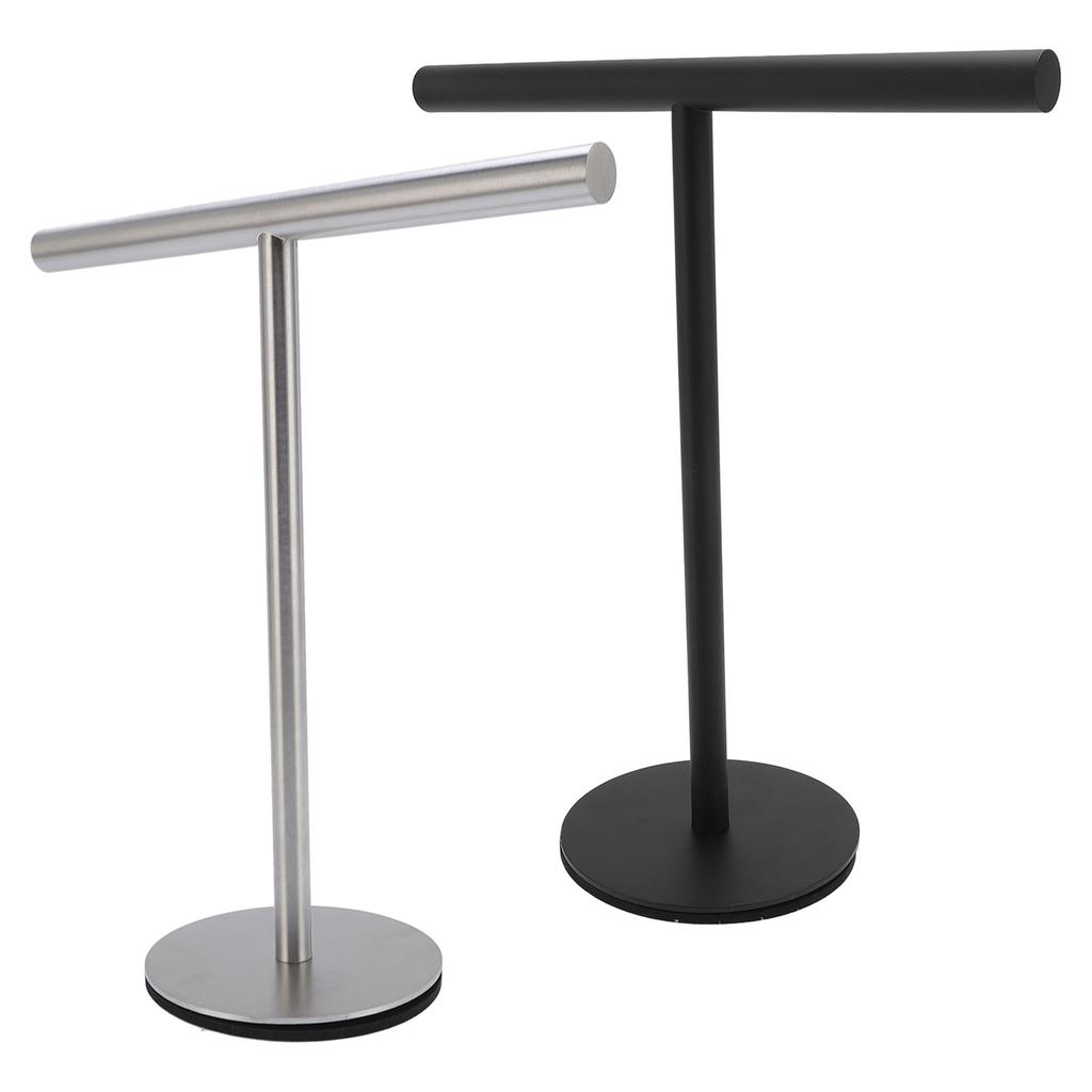T Shape Towel Holder Stainless Steel Standing Hand Towel Rack with Heavy Base Jewelry Organizer for