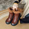 Women Winter Fashion Warm Plush Genuine Leather Women's Boots With Anti Slip Soft Sole Comfortable Side Zipper Short Boots