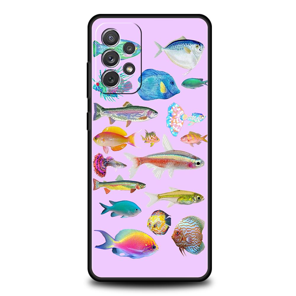 Чехол для телефона Samsung A15 A13 A35 A55 A51 A71 A41 A31 A21S A03S A05 A17 A23 A25 A33 A53 A73 5G A07 4G Обложка Мультяшная Милая Рыбка