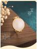 Copper-Plated Retro Court Style Ring with Imitation Mutton Fat White Jade