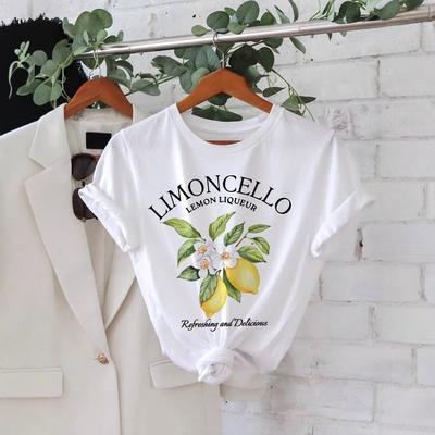 Женская футболка свободного кроя с коротким рукавом и принтом фруктов манго и лимона