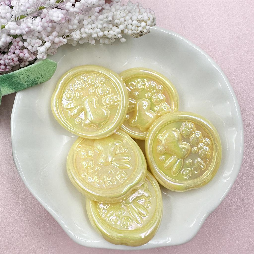 Hanmade 5Pcs 24*25mm Rabbit Geometry DIY Beads For Necklace Earrings Making Craft Acrylic Charms Jewelry Making Handmade Material Beading Accessory