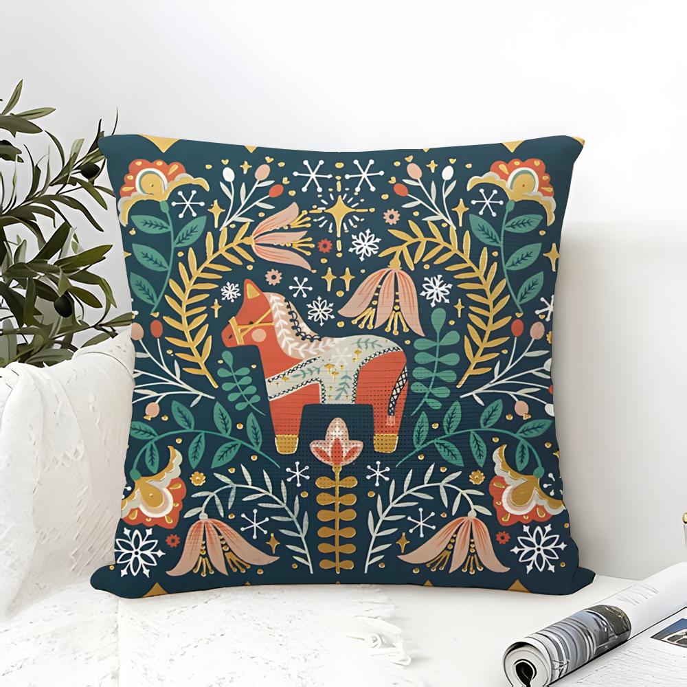 Colorful Plant And Classic Animal Print Pillow Case Cotton Linen Fabric Square Zipper Pillowcase Home Decorative Living Room