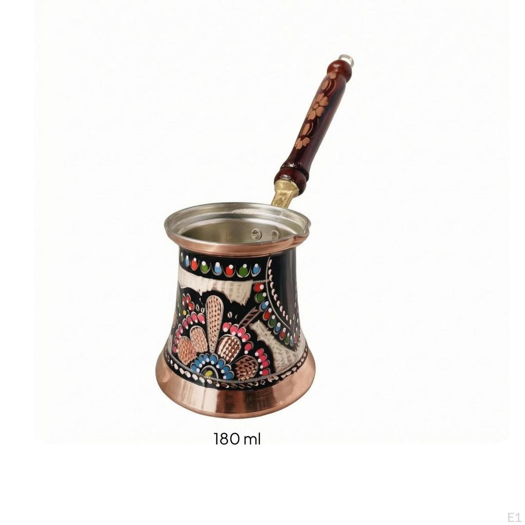 Turkish Coffee Pot Handmade Copper Floral Pattern 180ML Enamel