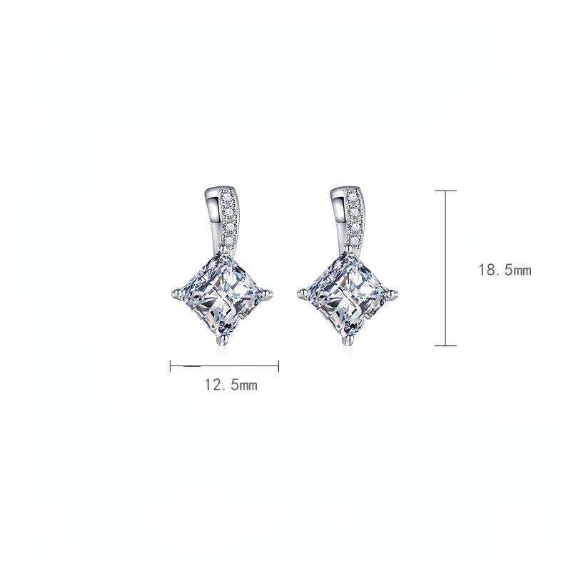 BELLA BOX Роскошные женские квадратные серьги-гвоздики с бриллиантами, подарок на свадьбу и помолвку
