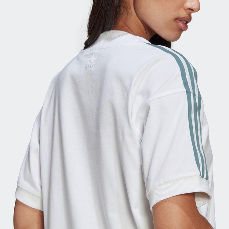 adidas Платье-футболка Originals Trefoil Удобное платье с V-образным вырезом и коротким рукавом Женские платья Белый GN2848