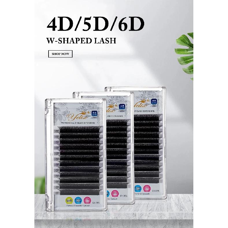 Yelix Cilios 5D W Shape Eyelash Extensions 4D/6D/8D Premade Volume Fans Natural Soft Automatic Flowering Lash Makeup Supplies