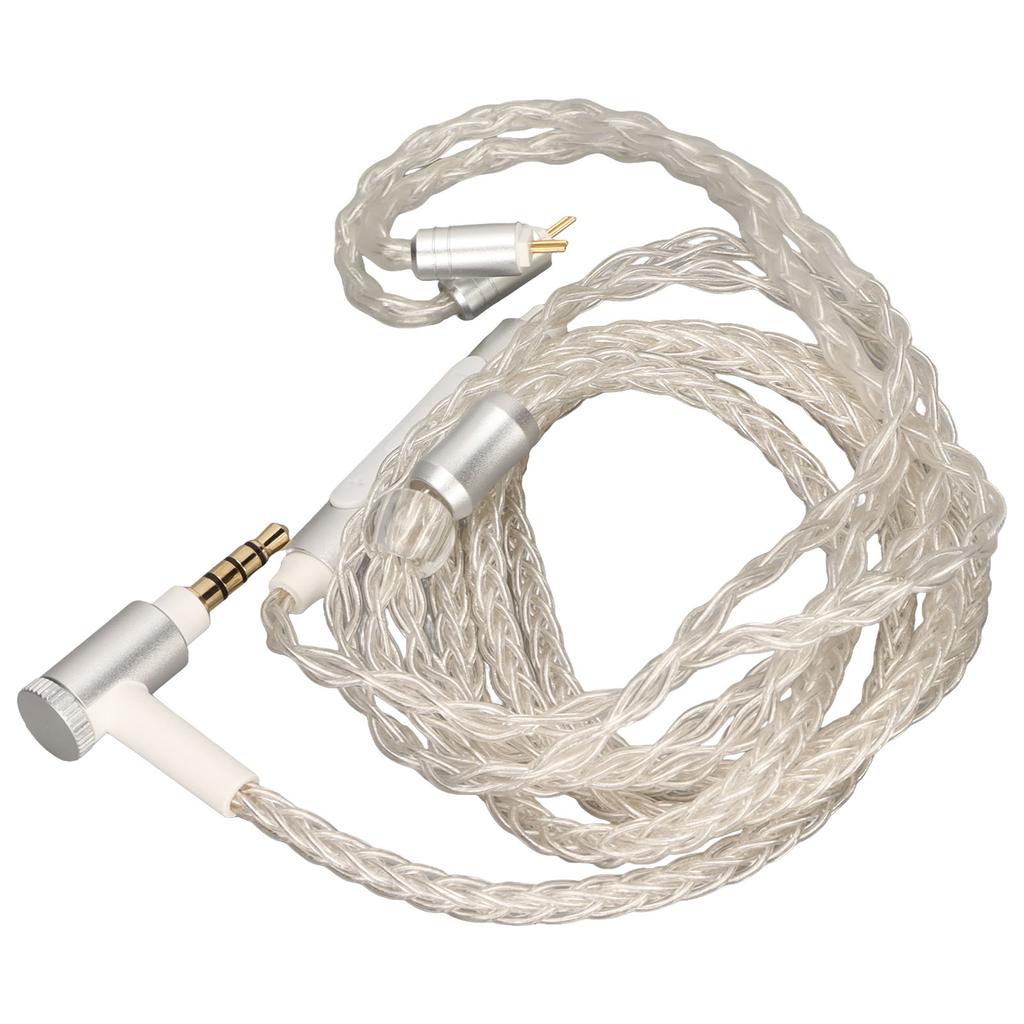 Earphone Upgrade Cable Replacement 8 Core Silver Plated 2 Pin Headphone Wire with Mic for KZ C10