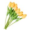 20PCS PU Faux Tulips Bouquet Yellow Fake Flower Decor Long Stem Tulips  Spring Easter Decoration