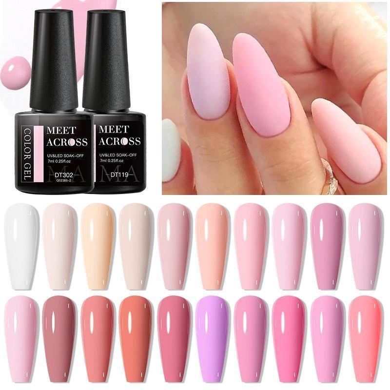 MEET ACROSS Блестящий гель-лак для ногтей, популярный телесный, розовый, красный, синий, блестящий гель-лак, красочный гель для начинающих, маникюр, салон дизайна ногтей
