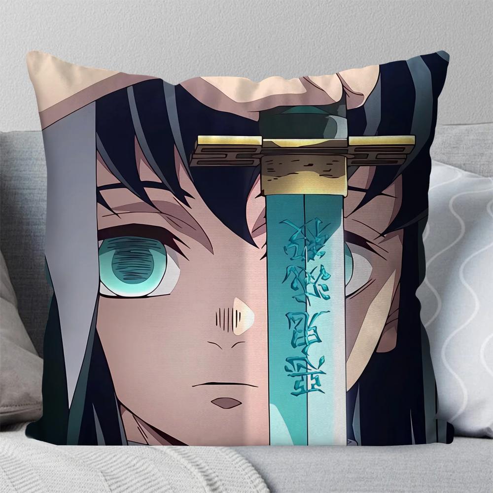 1Pc Tokitou Muichiro Animation Demo Slayer Blade Pillow Case Square Pillow Bedroom Sofa Leisureliving Room Home Decoration 40X40