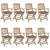 VidaXL Set of 8 Folding Garden Chairs with Cushions, Patio Seats, Dining Chairs, Patio Furniture 3074983