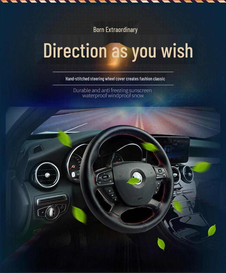 Чехол на руль из натуральной кожи, ручной работы, нескользящий, верхний слой из коровьей кожи, впитывающий пот, универсальный для всех сезонов.