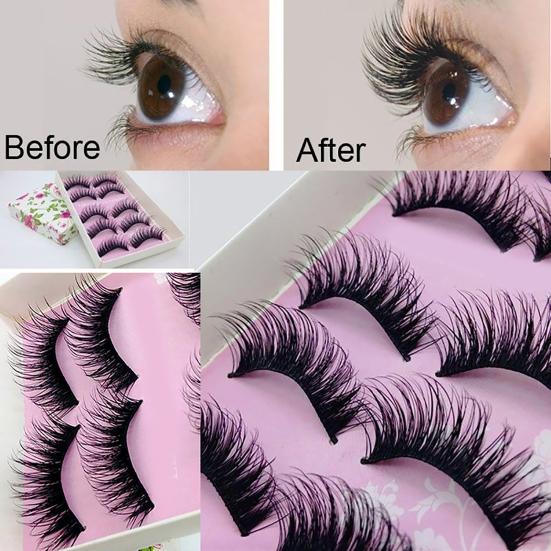 5 пар Beauty Wispies Натуральные Длинные Густые Мягкие Накладные Накладные Ручной Работы Ресницы