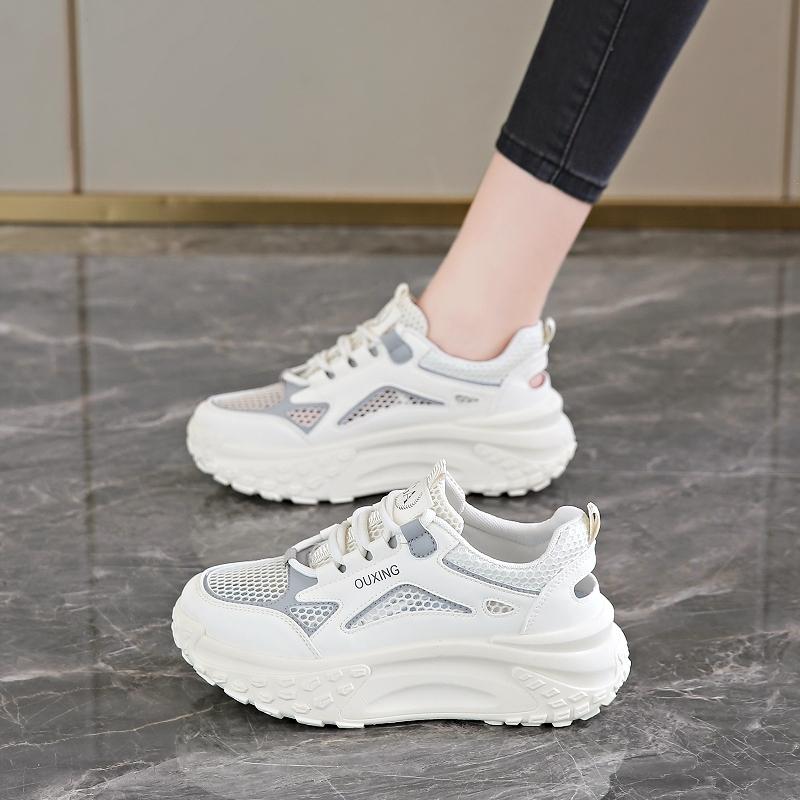CRLAYDK 2024 Летняя мода Женские массивные кроссовки Ажурная сетка Платформа На шнуровке Повседневные кроссовки для папы Ходьба Медсестра Теннис