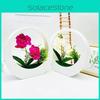 Flower Simulated Phalaenopsis Potted Moon Shaped Decorative Wall Pendant