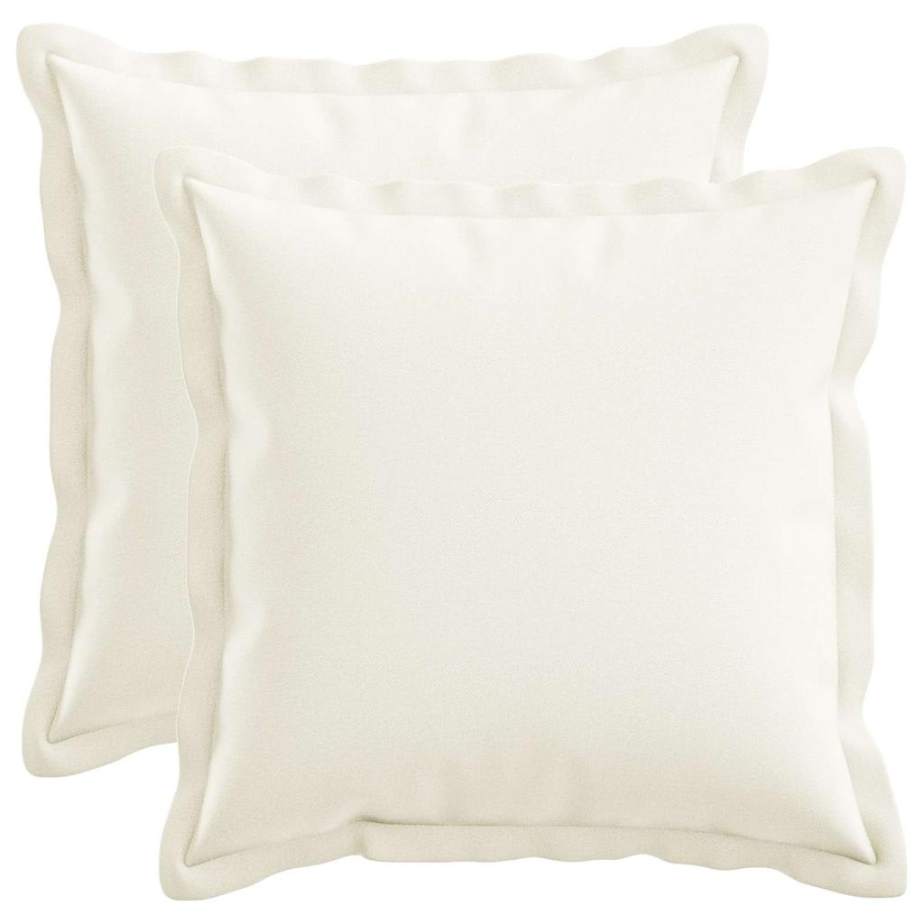 Cushion Cover 2 pcs HOUTEN White 35 x 35 cm Faux Linen