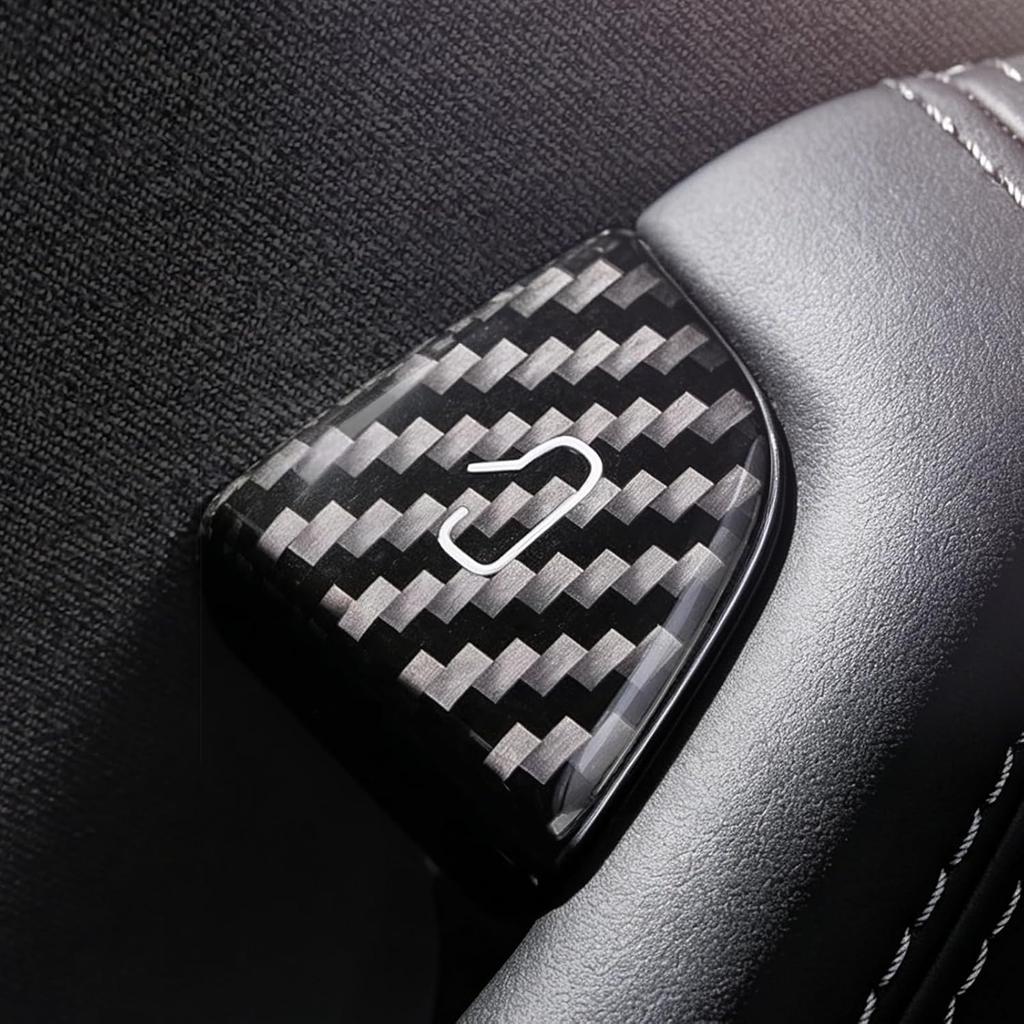 BETTERHUMZ Door Open Button Sticker for Tesla Model 3/Y Highland Juniper | 2024 2025 2026 Carbon Fiber Door Lock Switch Trim Interior Accessories