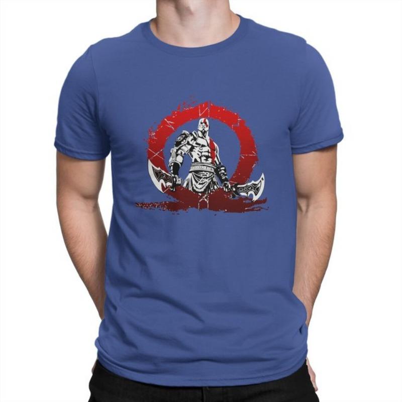 Классические модные футболки God Of War Kratos Мужская футболка Harajuku из чистого хлопка в уличном стиле с круглым вырезом