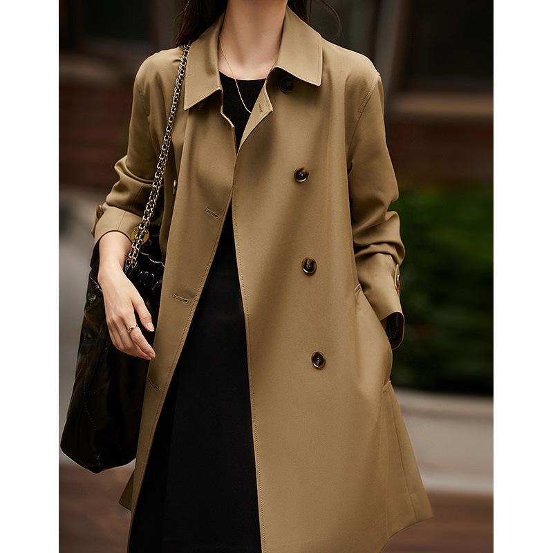 High-end Double-breasted Trench Coat Medium and Long Coat Women's Spring and Autumn Spring New Women's Supply Fashion Women's Clothing