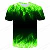 Summer Men's Flame 3D Printed T-shirt Men's Fashionable Short Sleeved Hip-hop Top
