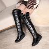 Women Snow Boots 2025 Winter Black Over the Knee Booties Warm Waterproof Cloth Padded Cotton Wedges Thick Plush Platform Shoes