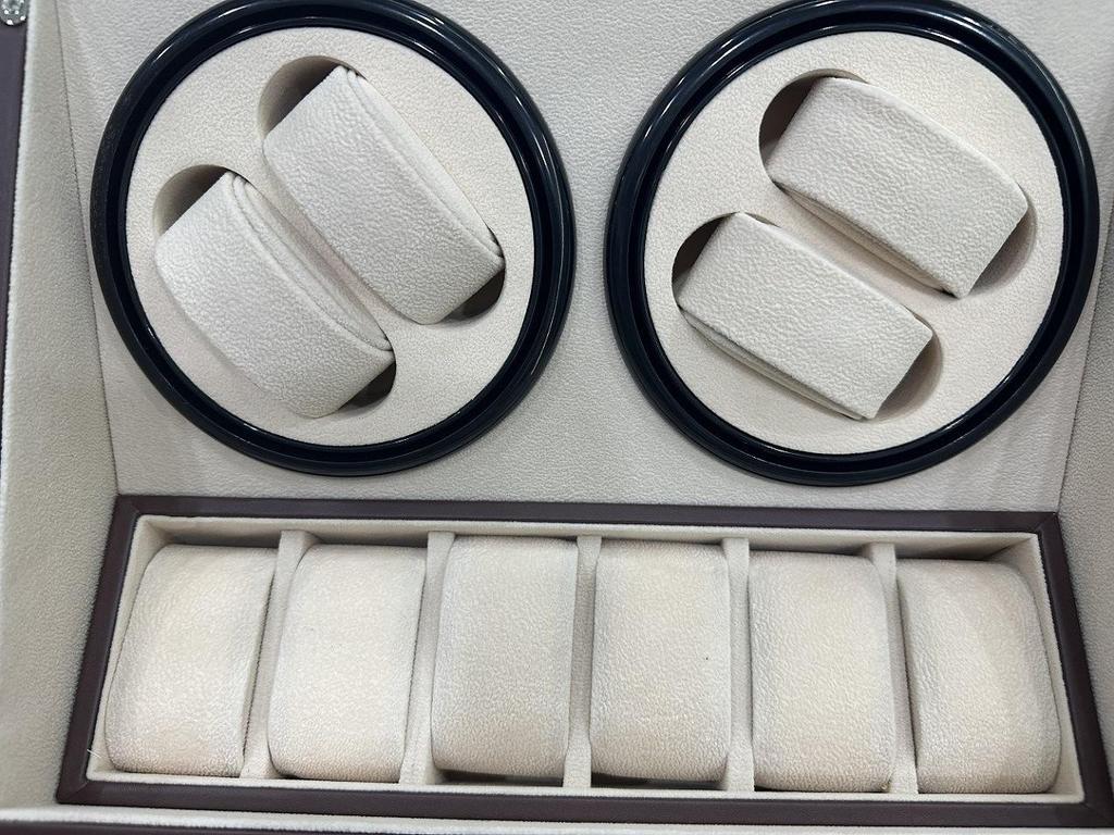 Dual-Head PU Leather Automatic Watch Winder Box