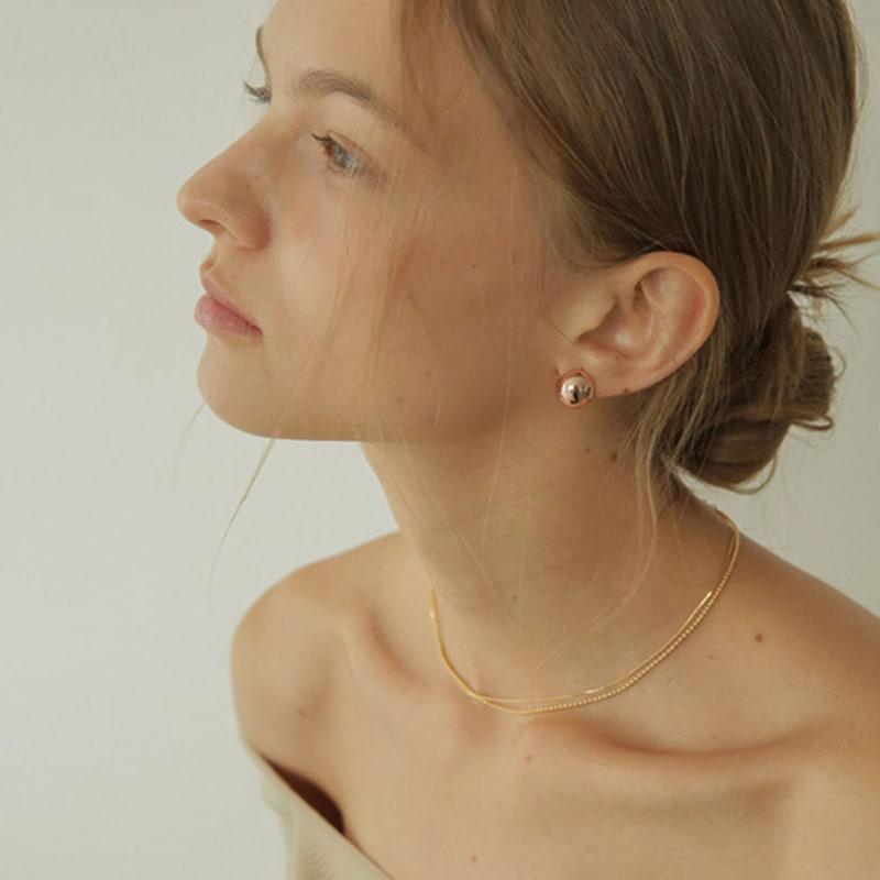 modernlike 14k GF silver ball one-touch earrings