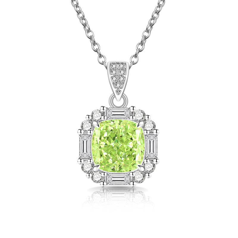 2026 Colored Treasure Ice Flower Cut Sugar Cube Necklace Super Flash High Carbon Diamond Electroplated Real Gold Pendant
