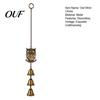 Metal Garden Bell Decor Vintage Owl Wind Chime with 3 Bells, Hollow Hanging Ornament, Crisp Sound Retro Pendant for Patio Balcony And Indoor