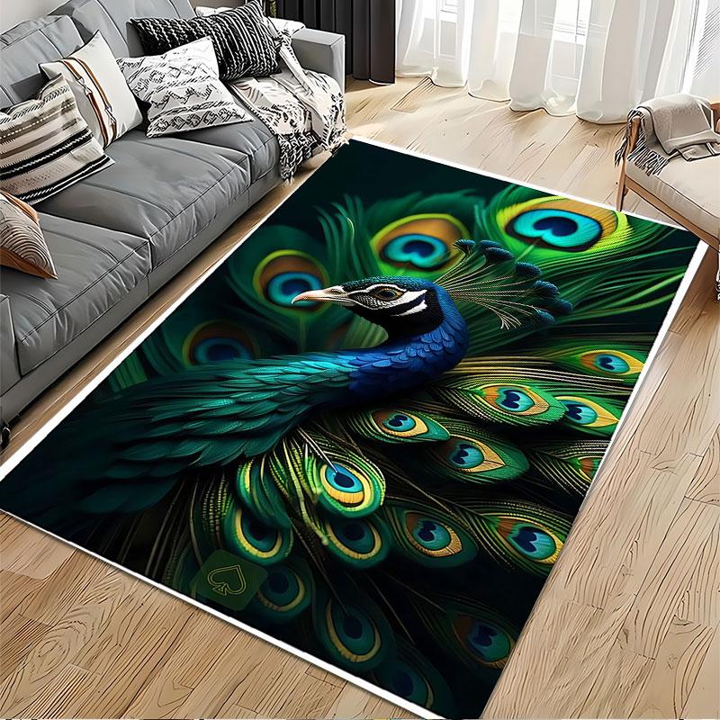 Peacock Feather Design Carpet suitable as a non-slip mat for the living room or bedroom sofa