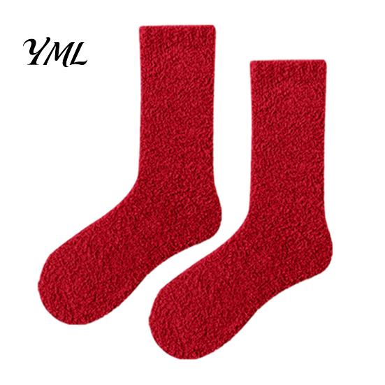 Warm Winter Sleep Socks Coral Fleece Crew for Women, Thickened Non-slip Socks, Fuzzy Velvet Thermal House Soft Plush Mittens Cold Weather Cozy Indoor