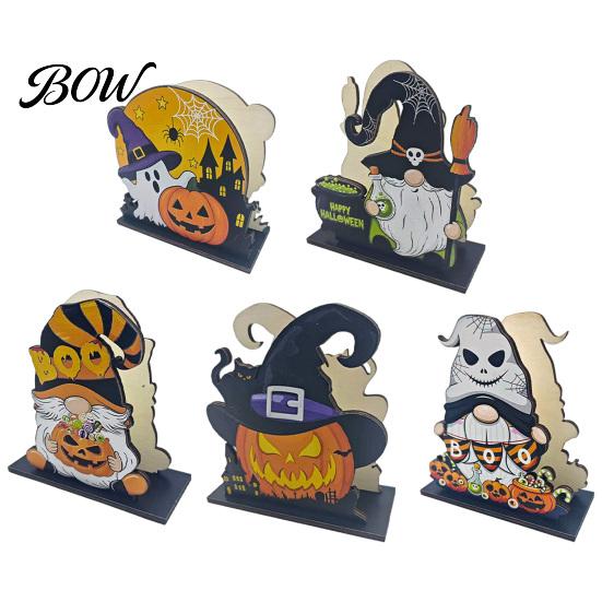 Autumn Seasonal Ornament Halloween Wooden Napkin Holder, Ghost Pumpkin Decorative Tabletop Tissue Dispenser, Desktop Holder Paper Storage Organizer