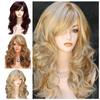 European and American Style Women's Multi-color Long Wavy Wig with Side Bangs Ladies Fashion Daiily Use Natural Looking Synthetic Fiber Wig
