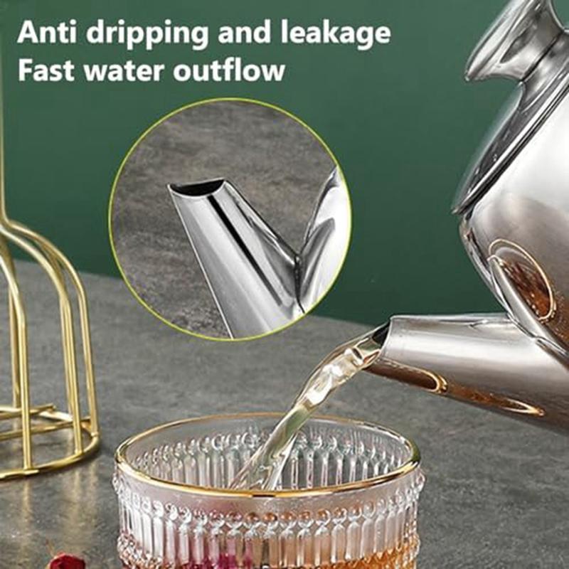 Чайник из нержавеющей стали, непроливающийся металлический чайник, чайник для чая 20 унций с коротким прямым носиком, кувшин для холодной воды, кофейник