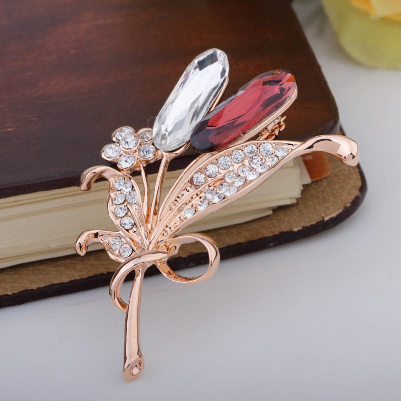 JMXD-Fashion Diamond Corsage Metal Accessories Peacock Open Screen Rhinestone Decorative Party Brooch