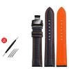 Genuine Leather Bracelet Carbon Fiber Grain Watchband Red Stitching 18mm 20mm 22mm Watch Band Strap Accessories Butterfly Buckle