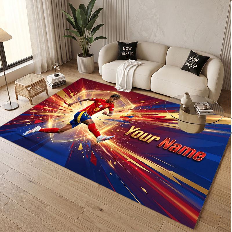 Custom Rug Lamine Yamal Pattern Print Name Text Soft Non‑Slip Floor Carpet for Home Indoor Decoration