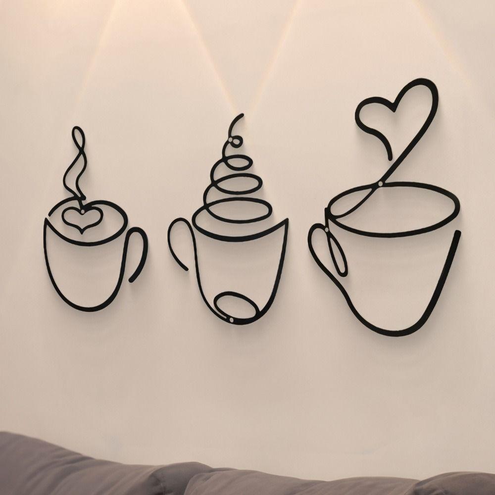 Coffee Cup Coffee Cup Wall-mounted Decoration Black Interior Wall Decorations for Milk Tea Shop