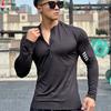 Men’s Long Sleeve Breathable Sports T-shirt Running Cycling Athletic Training Basketball Crew Neck Zipper Top