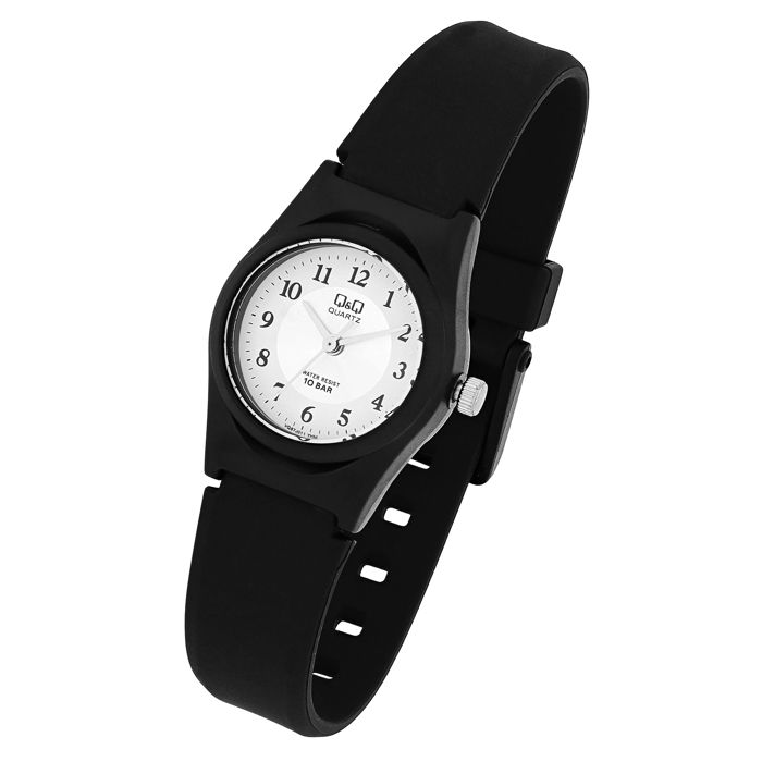 Montre bracelet - Q&Q - Modèle Q&Q - bracelet silicone noir - boîtier plastique 24 mm - étanche 10 ATM